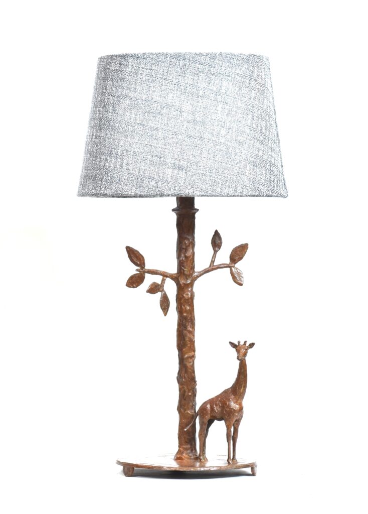 Bronze table lamp with Giraffe