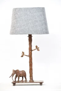 Bronze table lamp with elephant